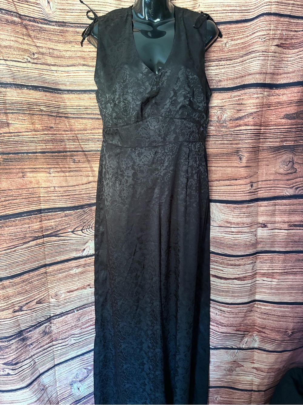 Black Roses Jacquard Maxi Jumpsuit Romper - Shore Made in the USA